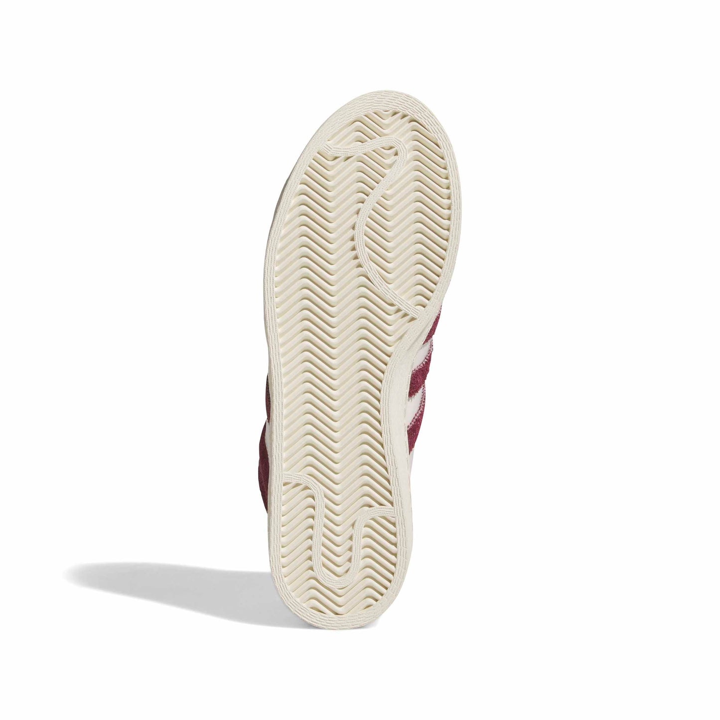 Close-up of a sneaker sole with tread pattern on a white background