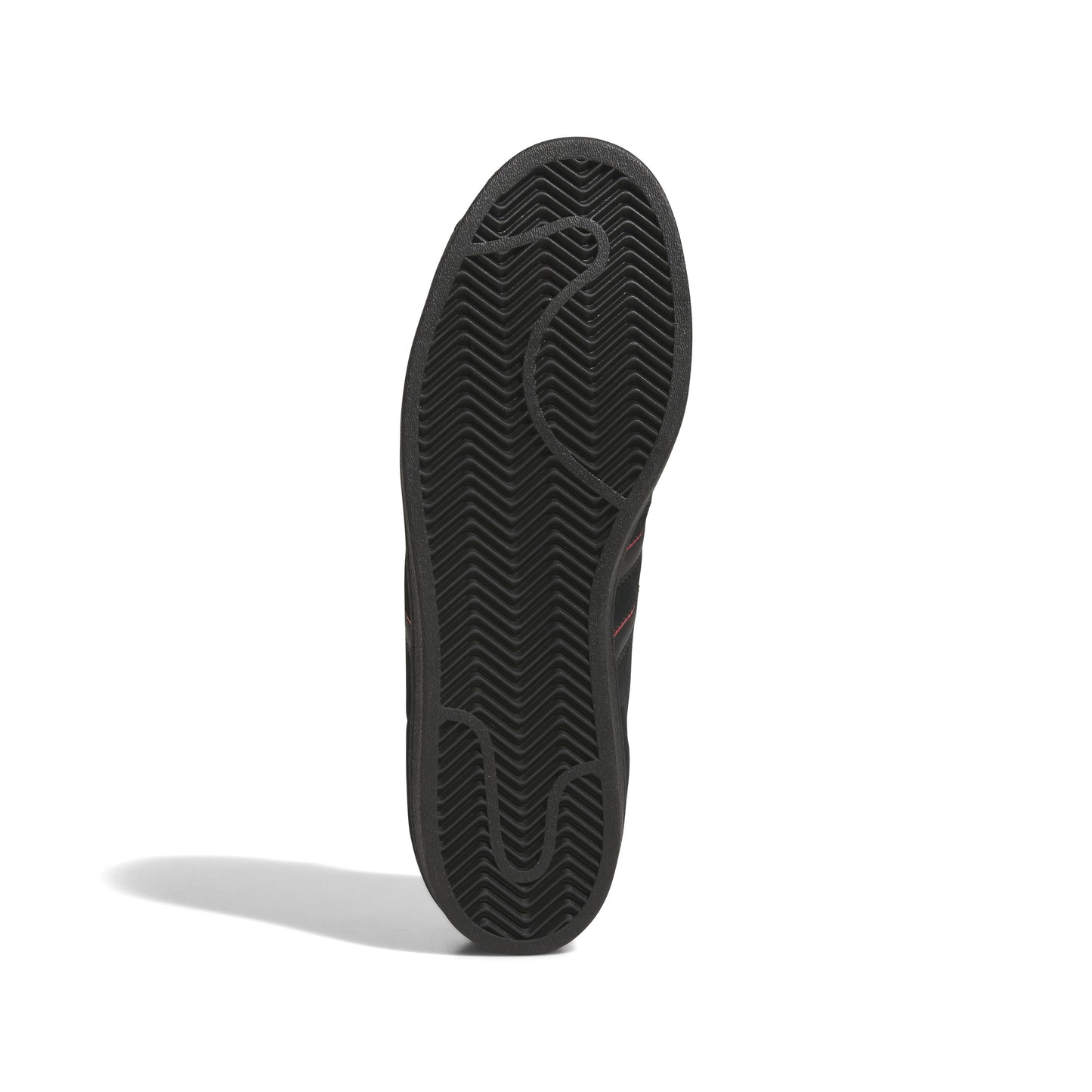view of black outsole on adidas superstar sneaker