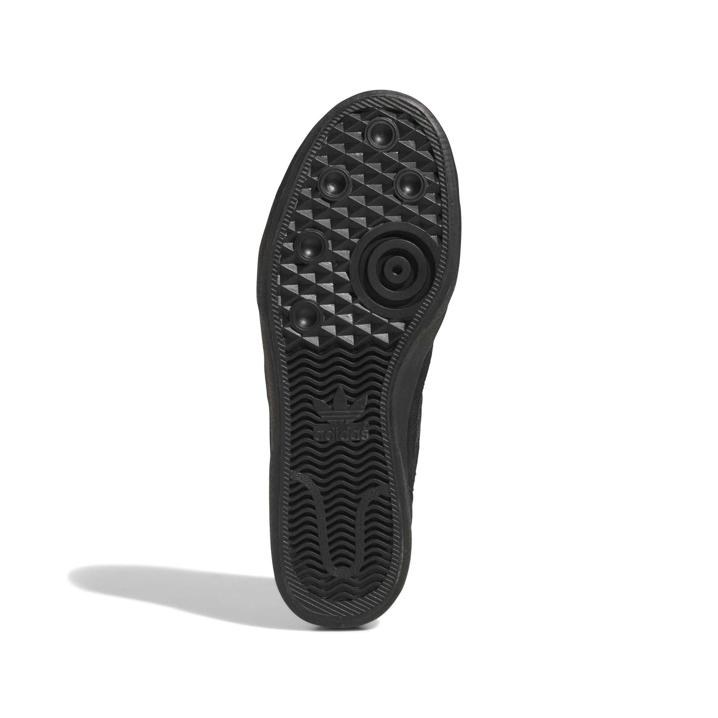 Black adidas sole with brand logo on a white background