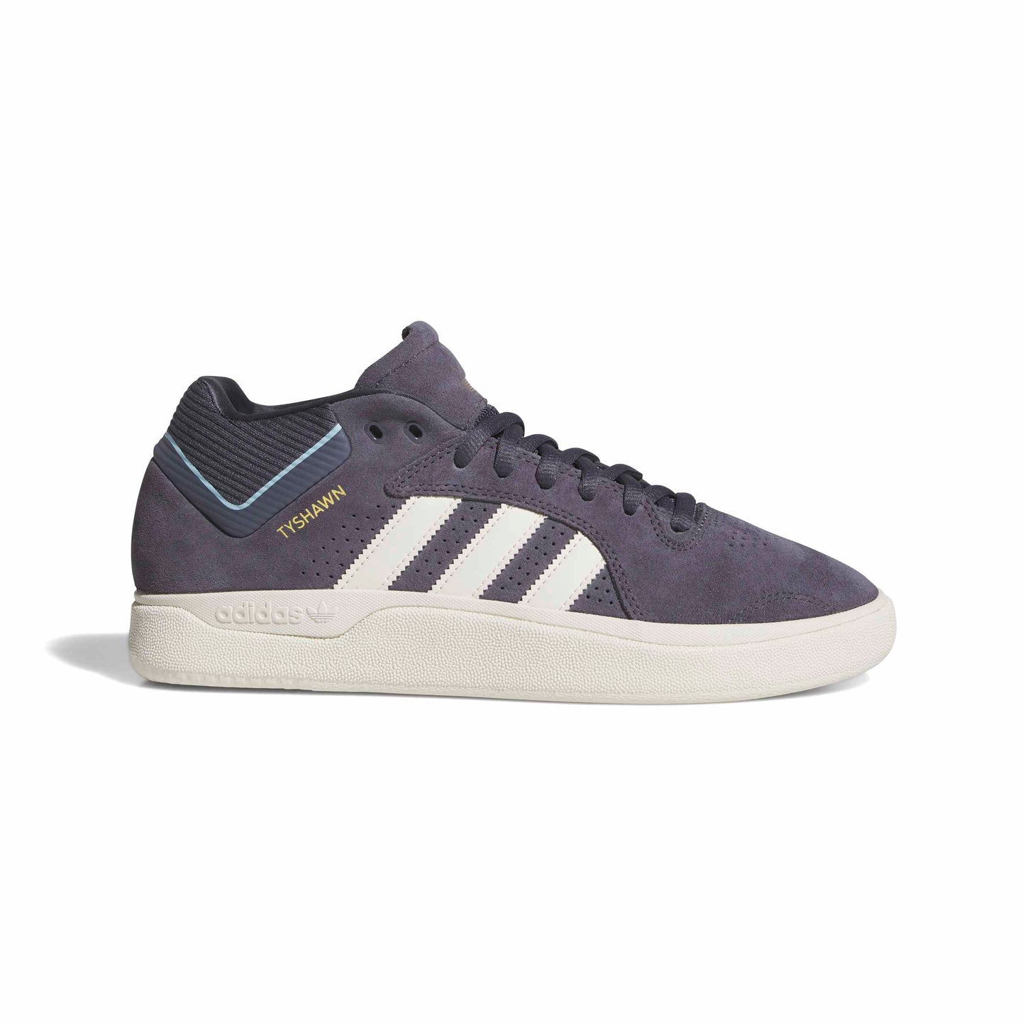 Adidas sneaker with three white stripes on a white background