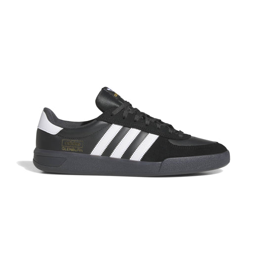Black sneaker white adidas three stripes on a white background