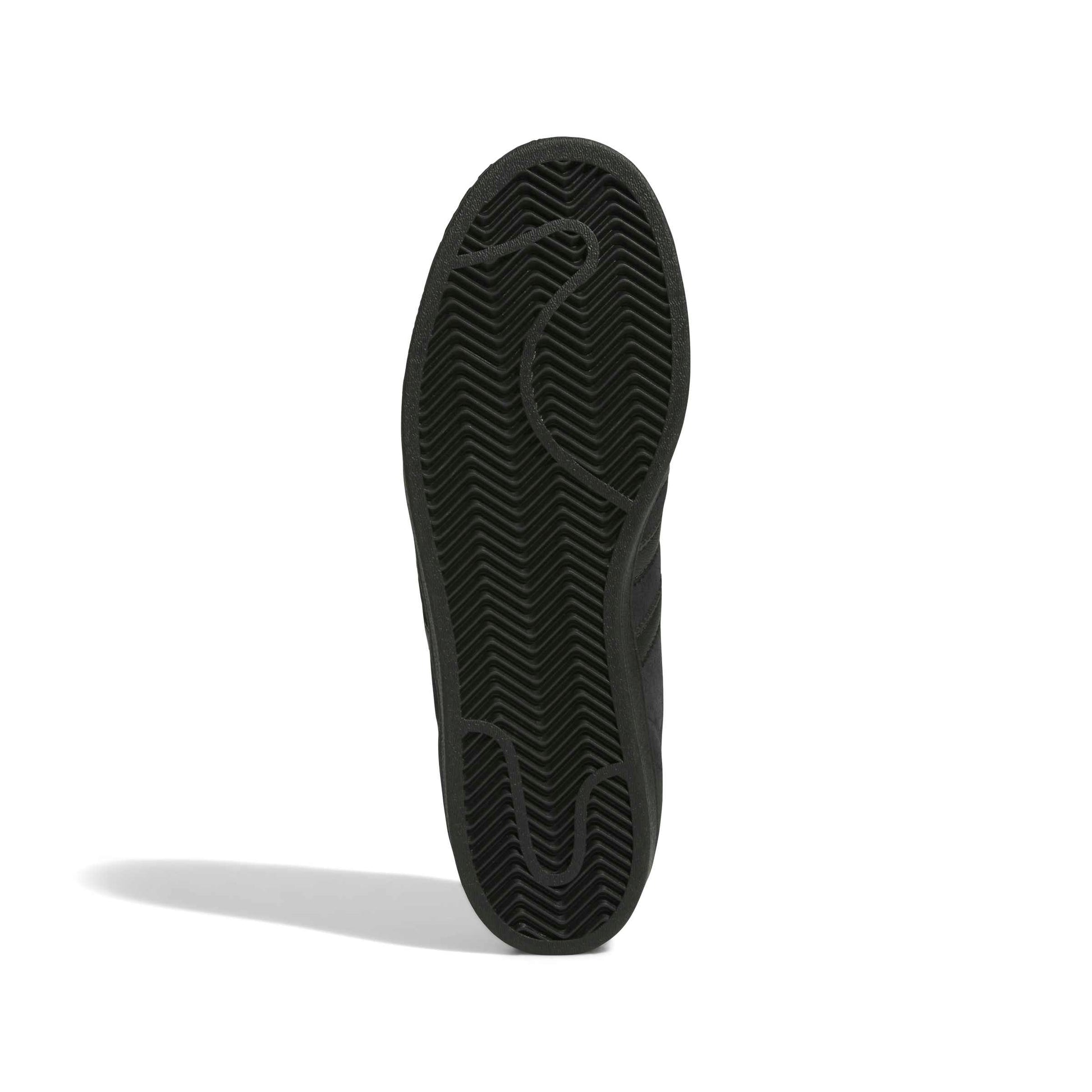 Black sole of a shoe with tread pattern on a white background
