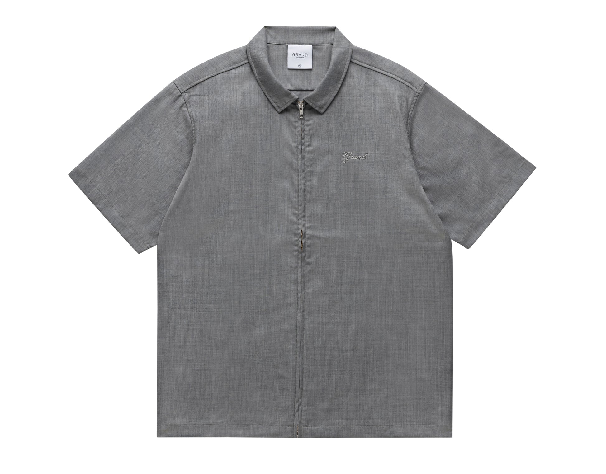 Gray short-sleeve wool shirt on a white background
