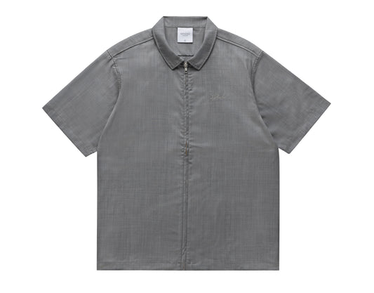 Gray short-sleeve wool shirt on a white background