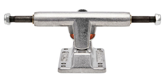 Skateboard truck with metal finish on a white background