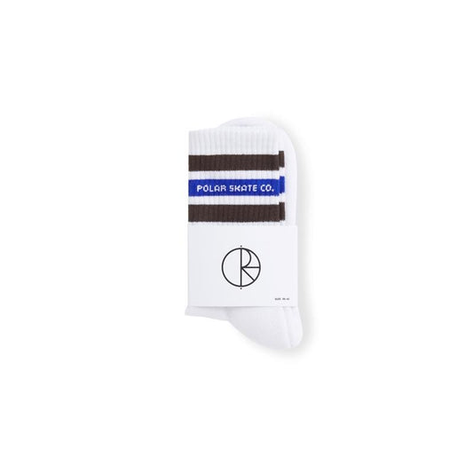 Polar Skate Co. Fat Stripe Socks - White/ Brown/ Blue